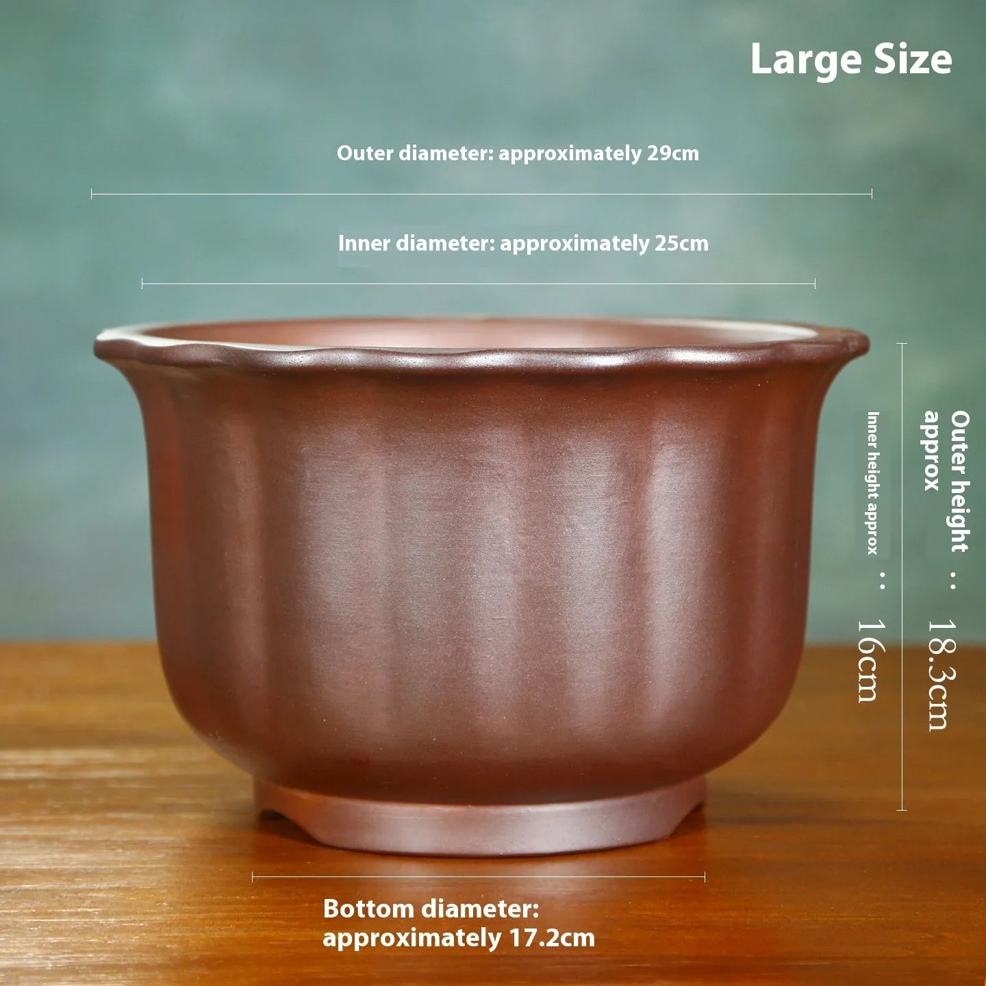 Purple sand ceramic bonsai flowerpot with wood fired antique carved design