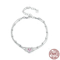 Sweet girlish heart-shaped sterling silver bracelet with a 6mm pendant on an adjustable chain
