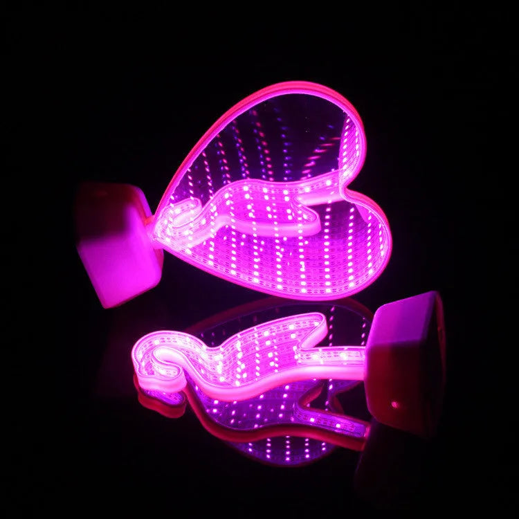 Double-sided LED love tunnel light with rose red illumination measuring 16cm tall