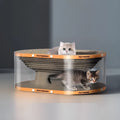 White transparent cat scratch board and diamond-pattern tunnel nest combined into one unit