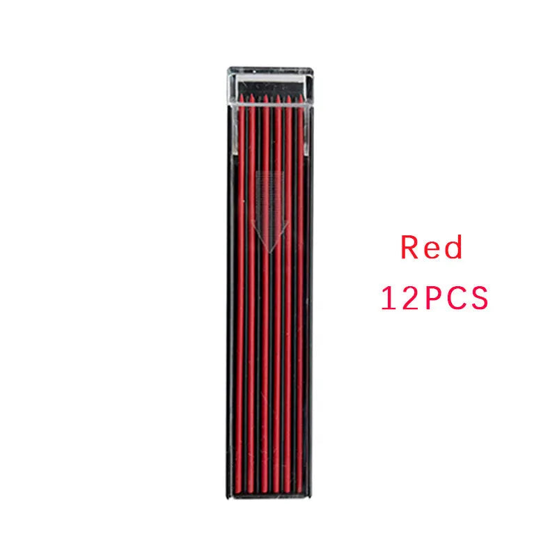Boxed set of twelve coloured 0.7mm mechanical pencil refill leads in plastic tubes