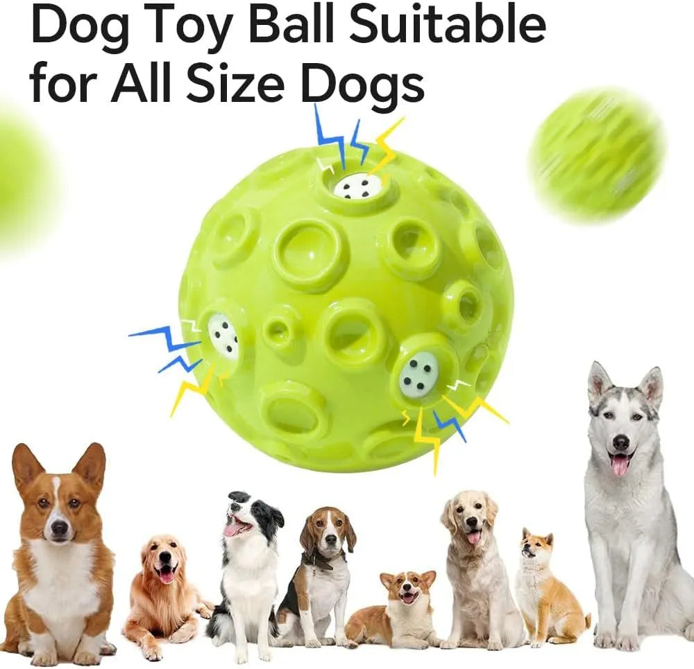 Durable natural rubber dog ball toy with textured surface and squeaker for aggressive chewers.