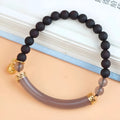 Smoke purple agate bracelet 6mm beads electroplated finish sandalwood style