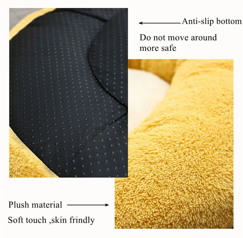 Corgi shaped plush pet bed for dogs and cats in three sizes, filled with PP cotton.
