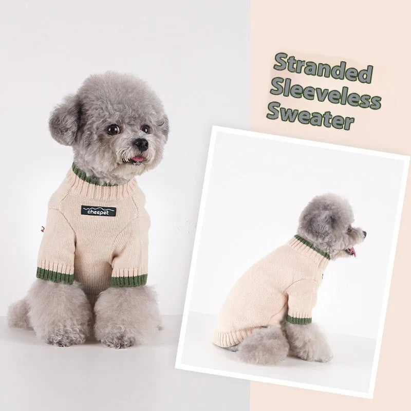 British style wool pet sweater with two-leg design in contrast colours for fall and winter wear