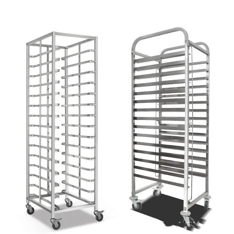 Six-layer stainless steel baking cooling rack with lock system, showing 40x60cm trays