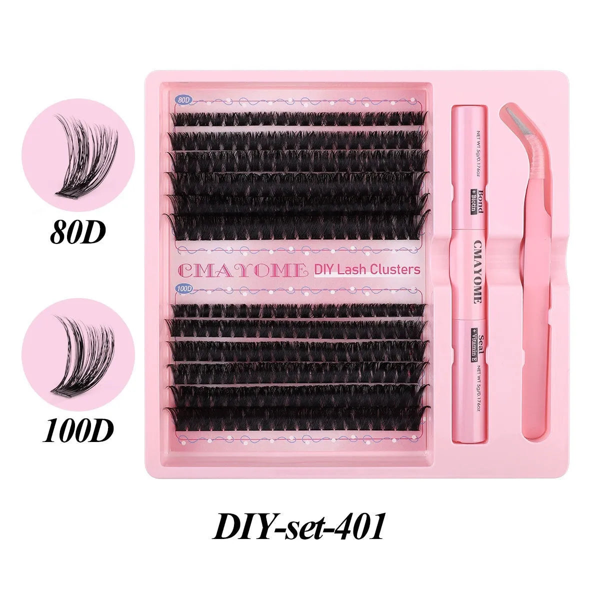 DIY individual false eyelash clusters in natural thick mixed split type on 15.5cm by 15cm card