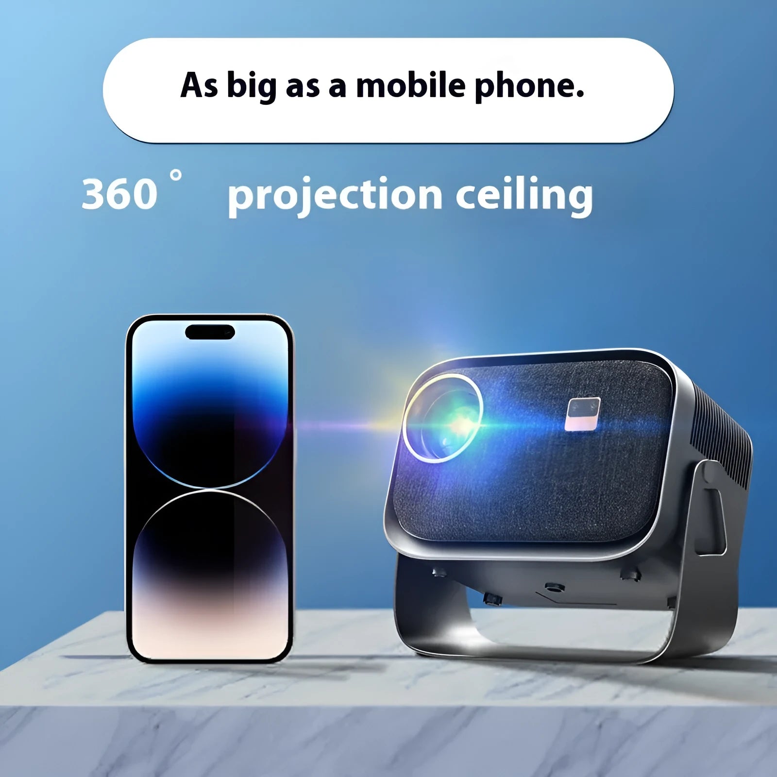 Portable Android 4K Full HD projector with mobile phone screen mirroring capability