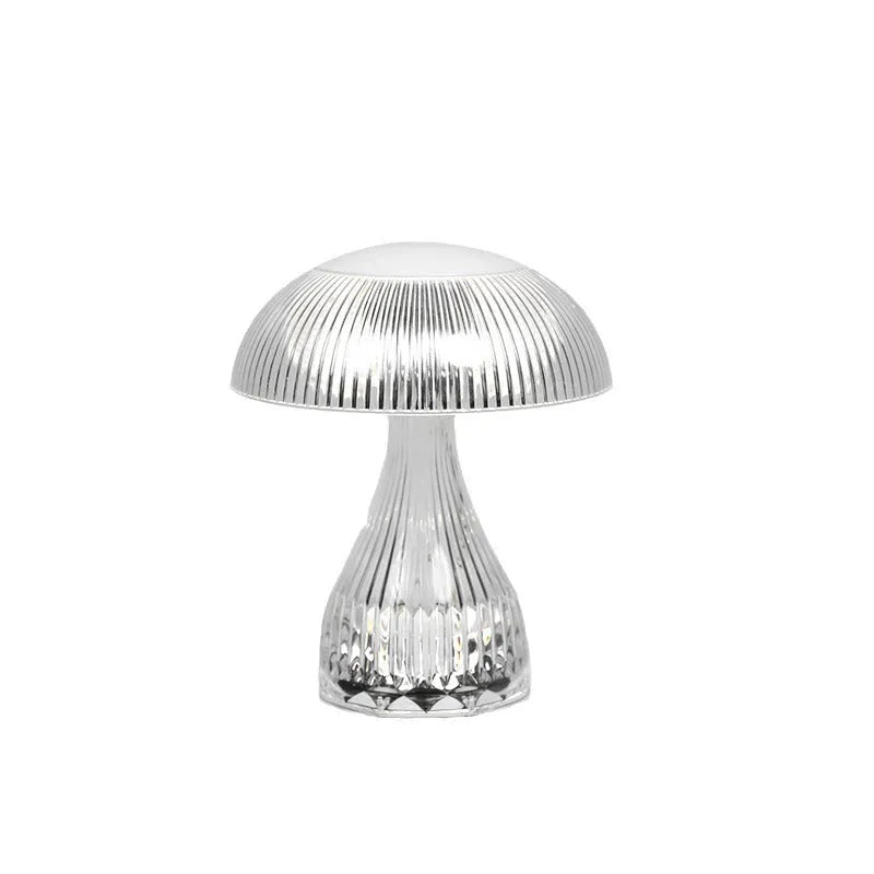 Rechargeable three-colour changing bedside lamp with plastic holder and acrylic body
