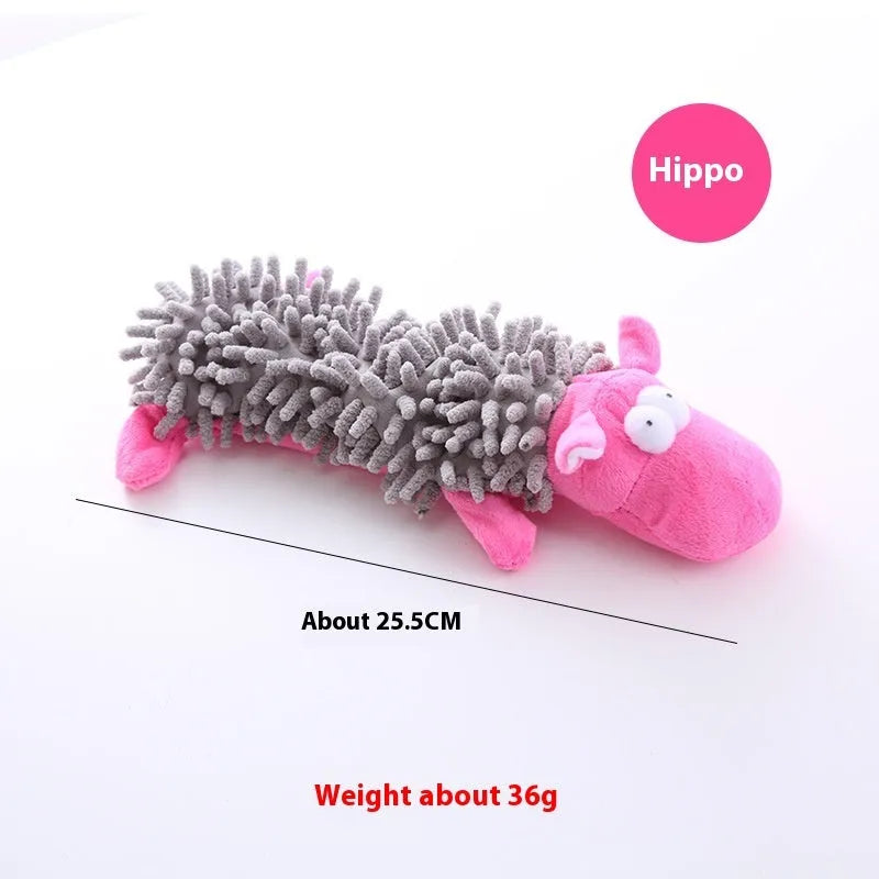 Brown dog design plush horse molar pet toy with microfiber texture for canine biting