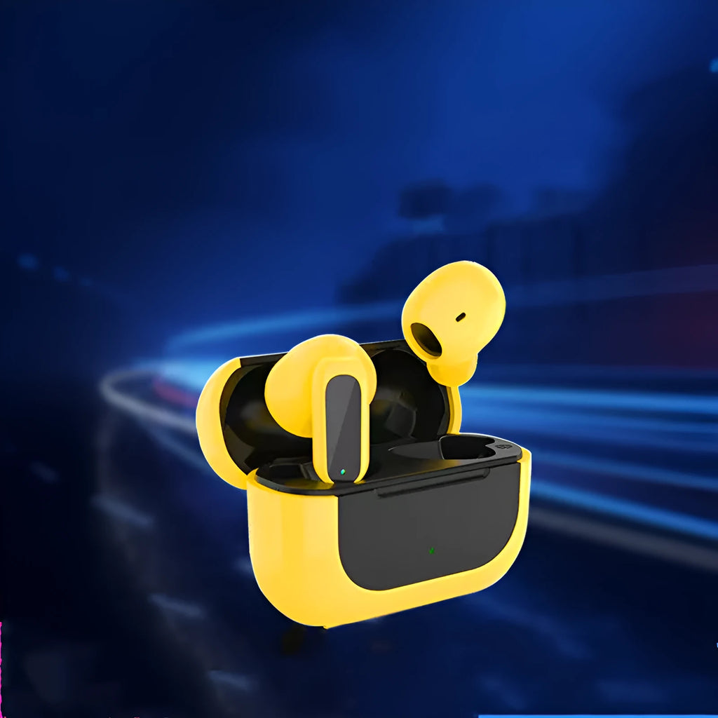 Jerry cartoon Bluetooth headphones in black, white, or yellow colours showing wireless design