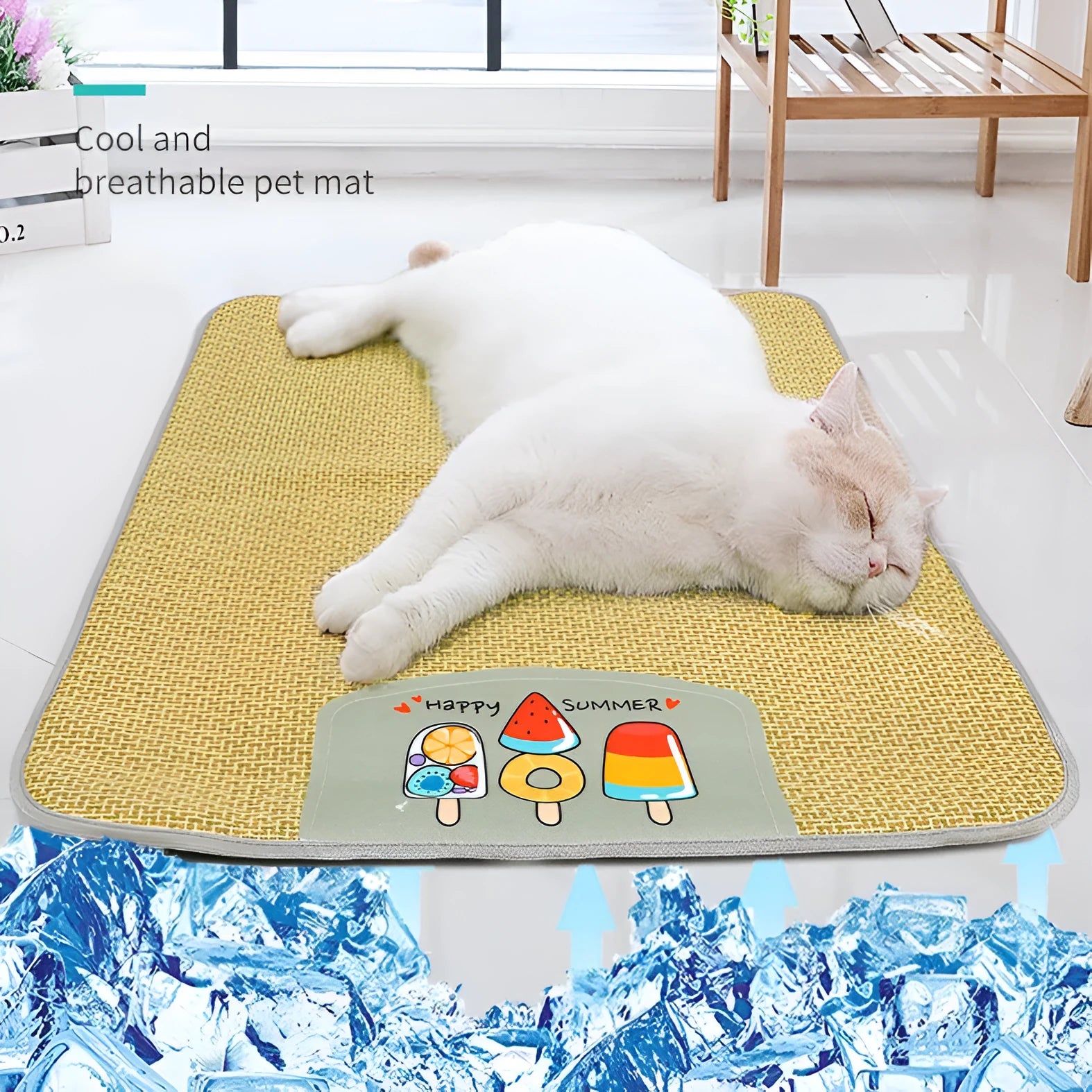 Thickened cool rattan pet sleeping mat for dogs and cats with natural rattan material, multiple sizes S to XXL