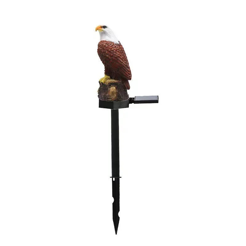 Solar resin eagle lawn lamp in garden setting with IP44 protection, 43.8cm tall
