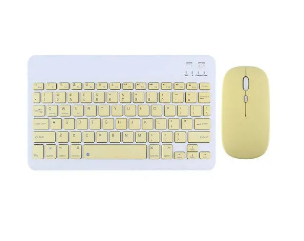 Bluetooth keyboard and rechargeable mouse set in elegant white, green, or pink for tablet and PC use
