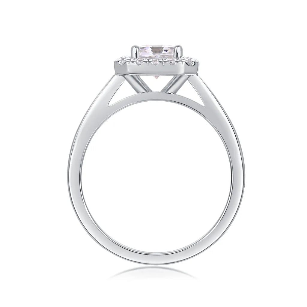 Fangyuan moissanite wedding ring set with square 5.5x5.5mm stone, S925 silver platinum plated, in gift box