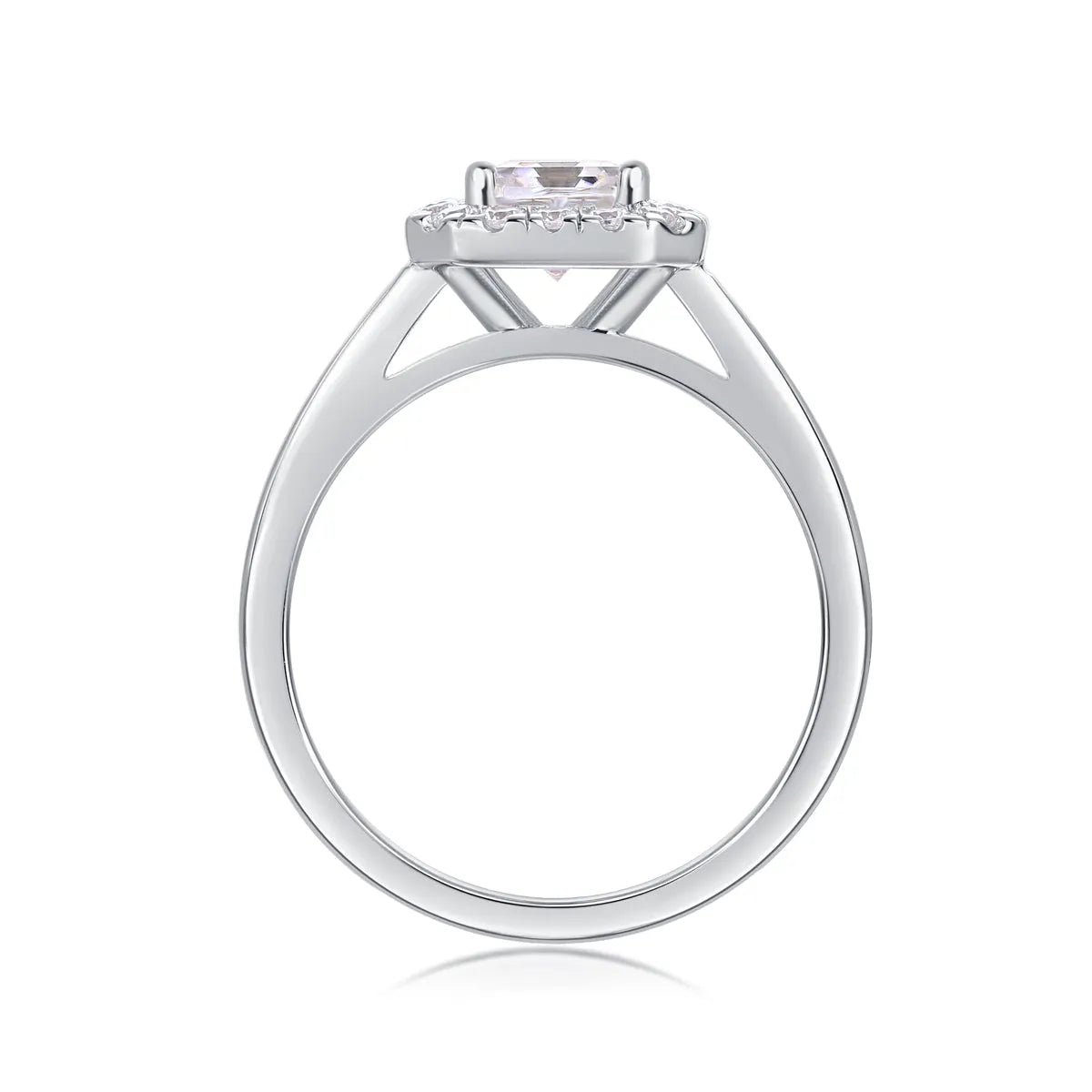 Fangyuan moissanite wedding ring set with square 5.5x5.5mm stone, S925 silver platinum plated, in gift box