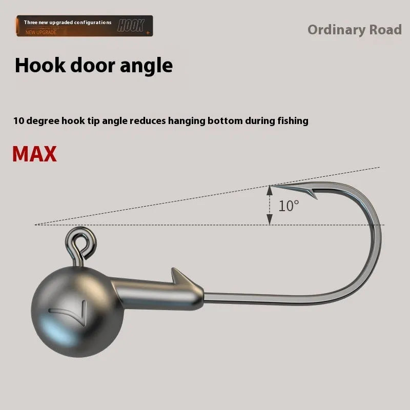Set of 50 enhanced jig fishing hooks with 4-times strengthened steel construction in primary colours