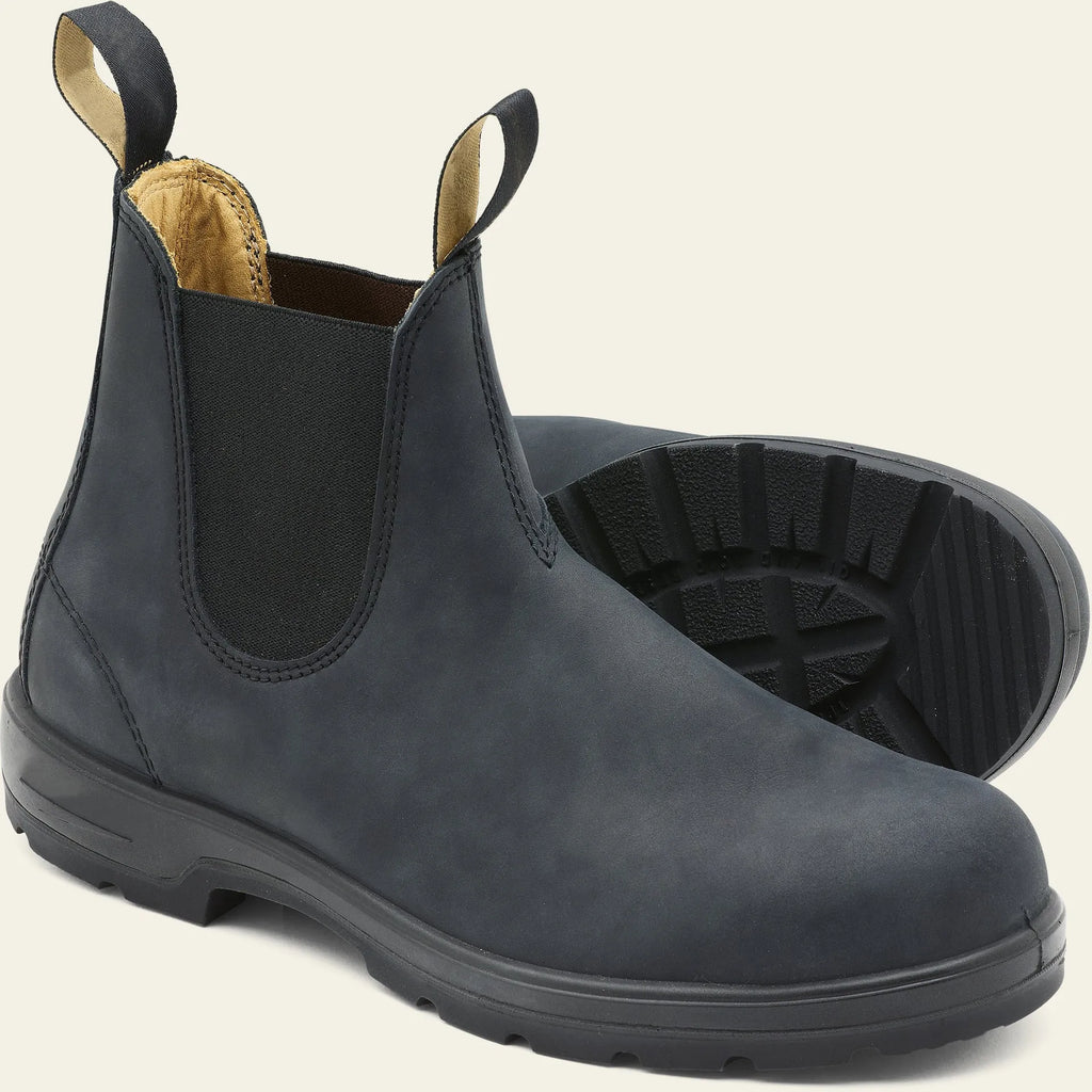 Vintage brown Chelsea boots with frosted PU upper and car suture detailing on a beef tendon sole
