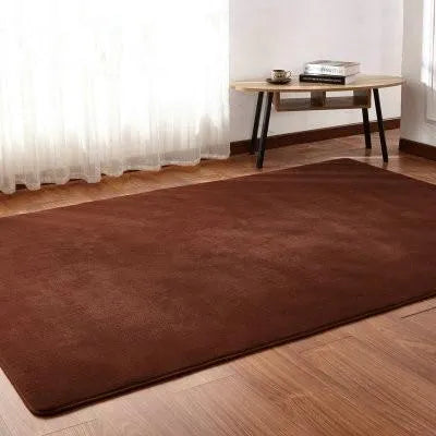 Rectangular solid colour carpet with velvet surface showing non-slip dot patterned bottom layer