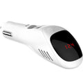 White car USB charger with integrated negative ion purifier showing compact dimensions