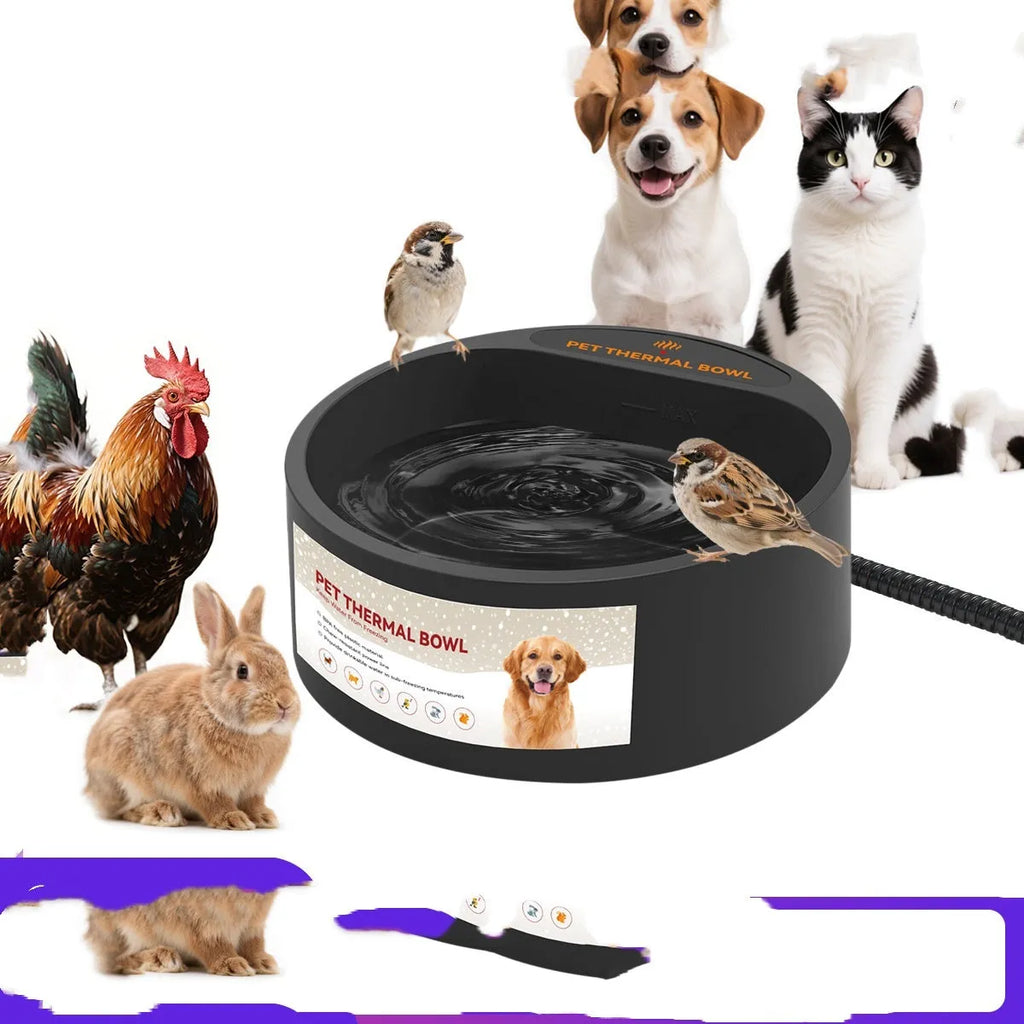 Black ABS pet heating bowl with 2.2 litre capacity for cats and dogs