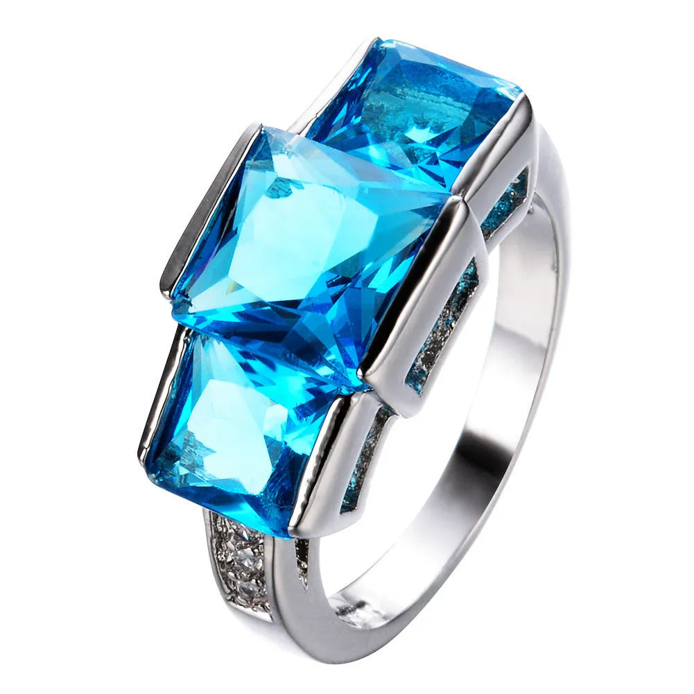 Copper electroplated geometric ring in multiple colours showing size range 6 to 10