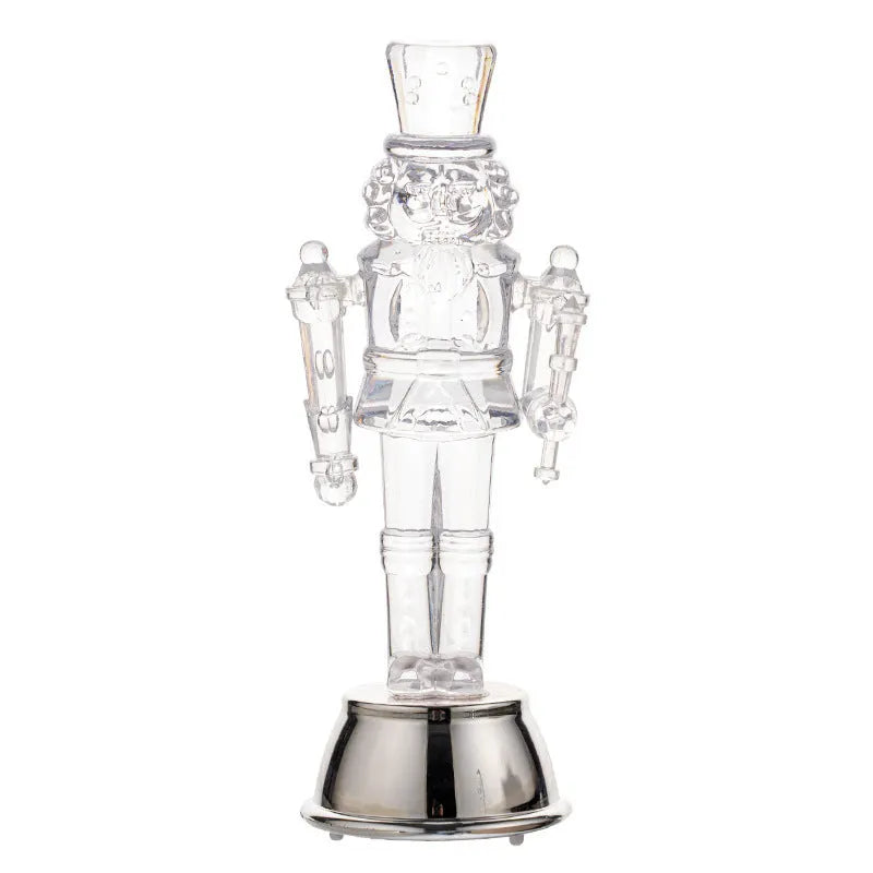 Transparent plastic Christmas nutcracker ornament for desktop display with soldier design
