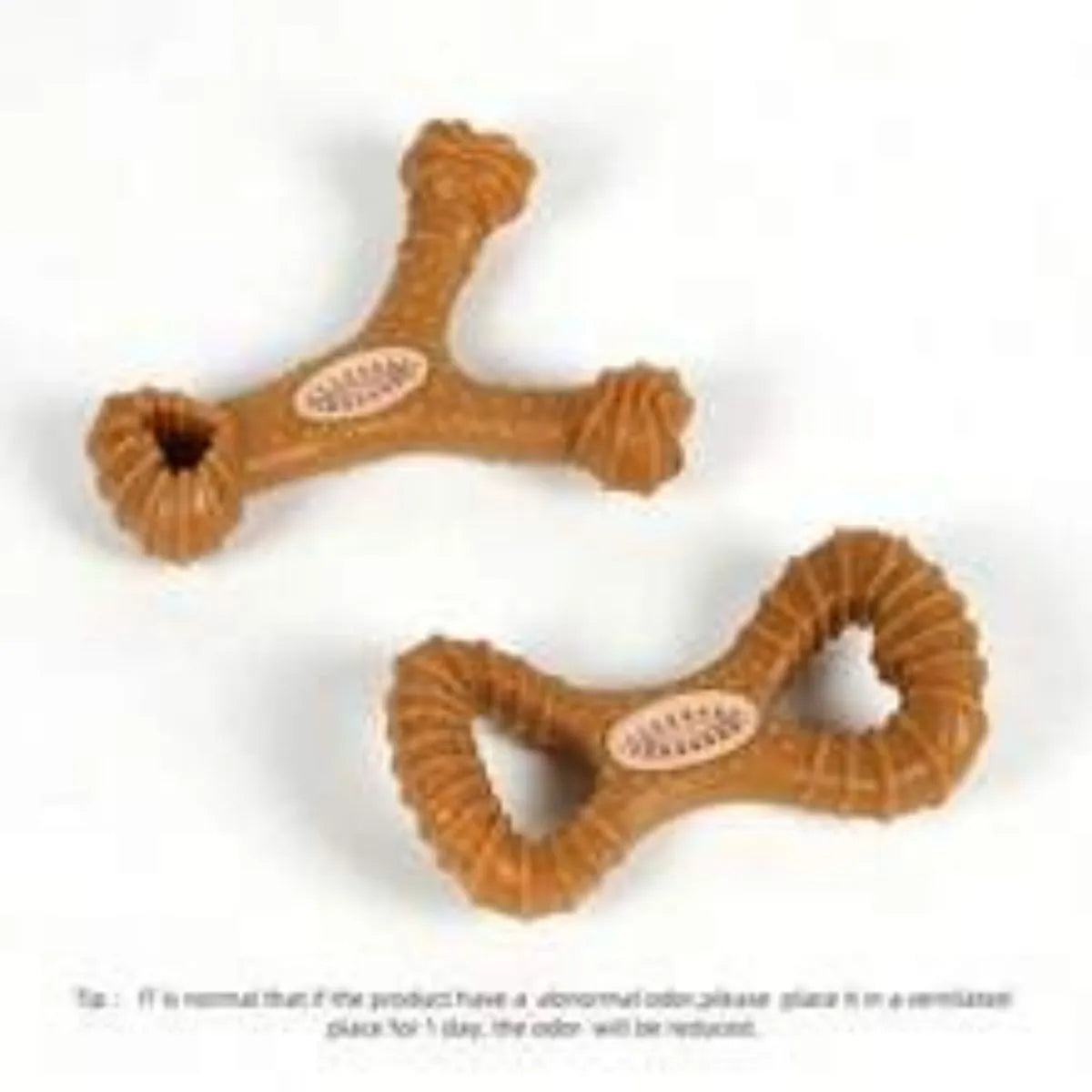 Dog chew toy bone in durable rubber showing 8 shape and Y shape options for teeth cleaning