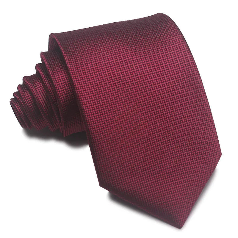 Men's 8cm polyester jacquard striped business tie in red black and blue formal arrow type