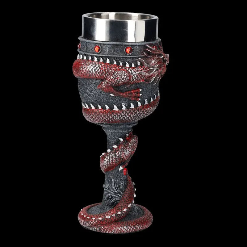 3D Chinese dragon design stainless steel wine glass in gold or red with 200ml capacity