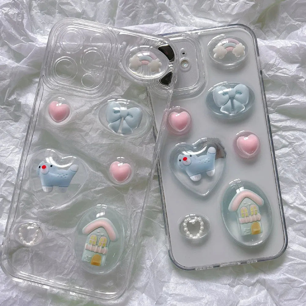Soft drip glue cat phone case for Apple iPhone with 3D dropper design in same-style colour