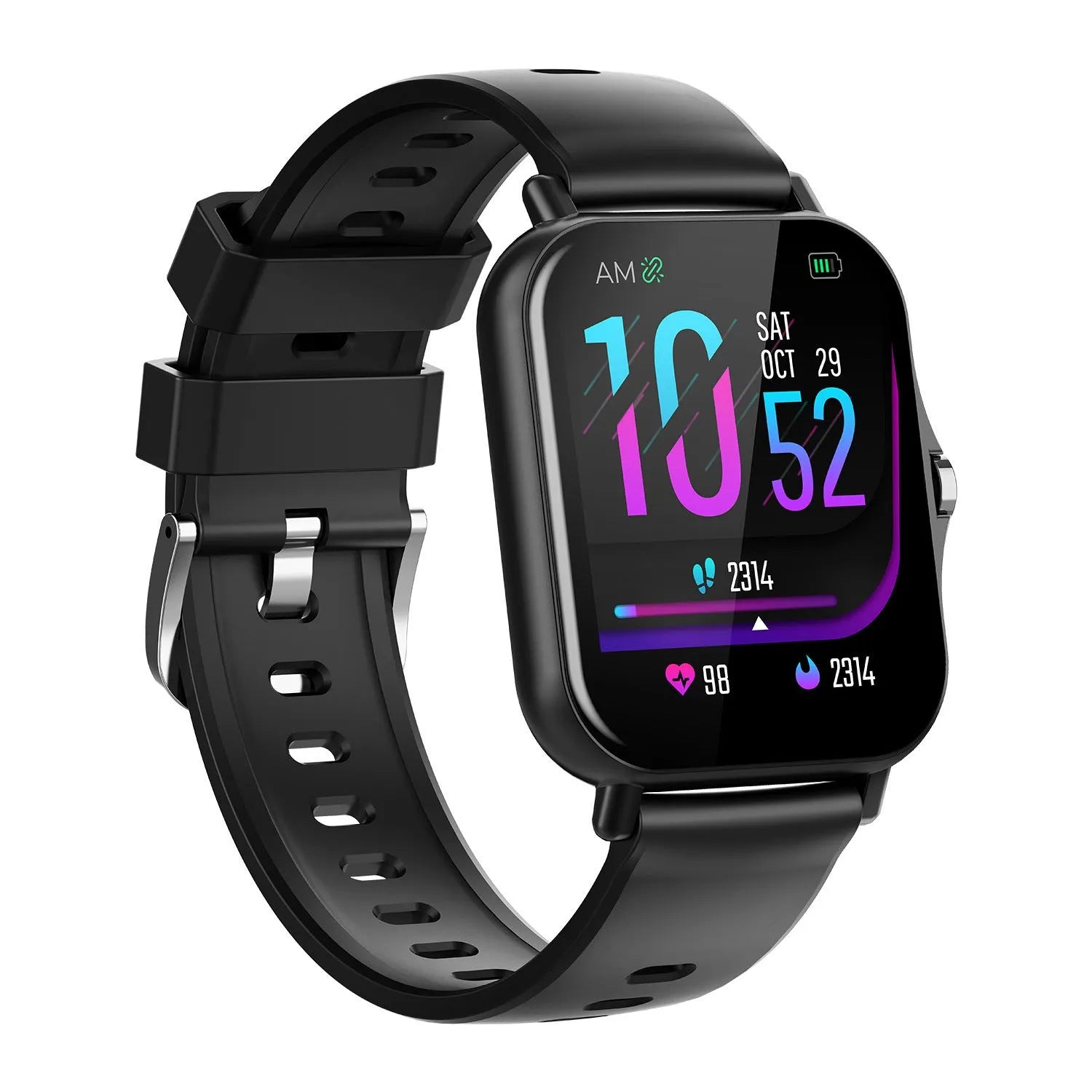 W10 Bluetooth smart watch with heart rate and blood pressure monitoring on wrist