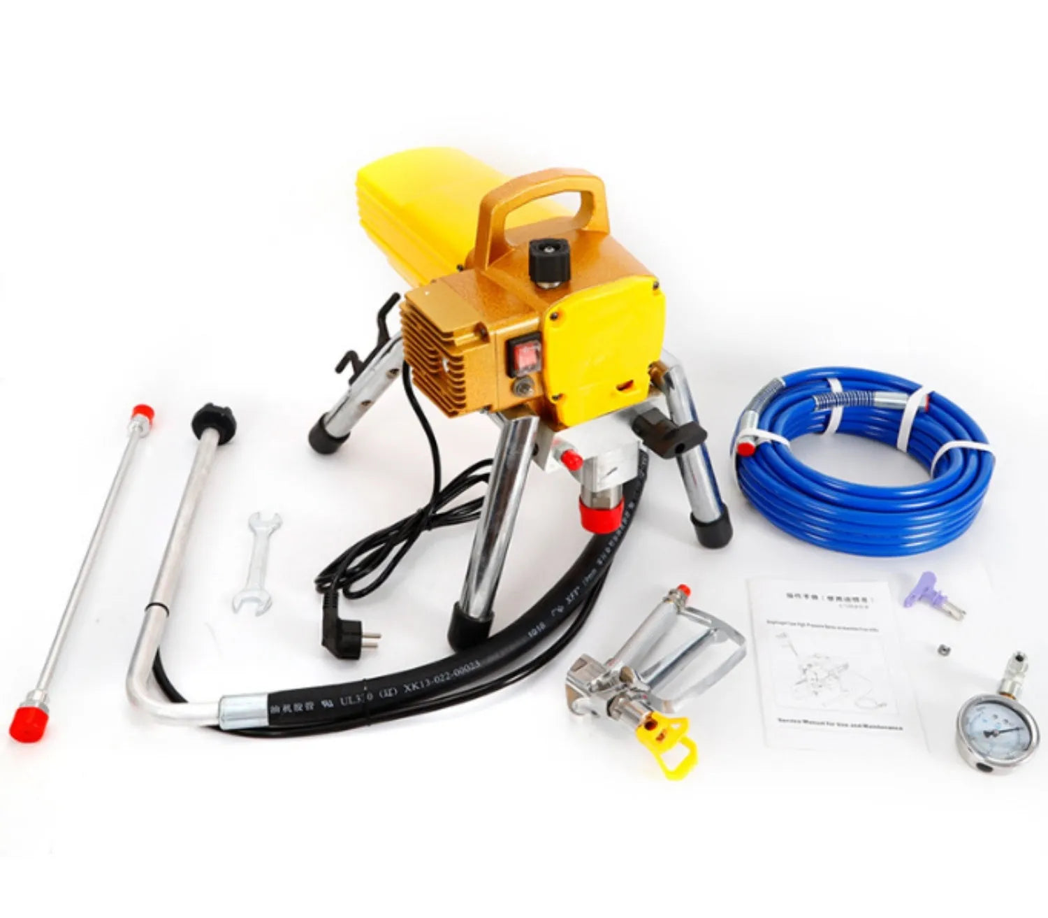 Blue 110V electric airless spraying machine with spray gun and extension rod