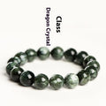 Green Dragon Crystal bracelet with 8-9mm round beads featuring Ruyi geometric design