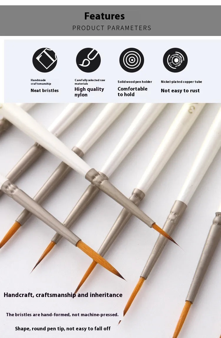Set of 12 Pearl White nylon wool Fluoresent art markers with wood pen holder for watercolour and acrylic painting