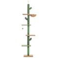 Solid wood cat tree with integrated nest, scratch board and climbing frame