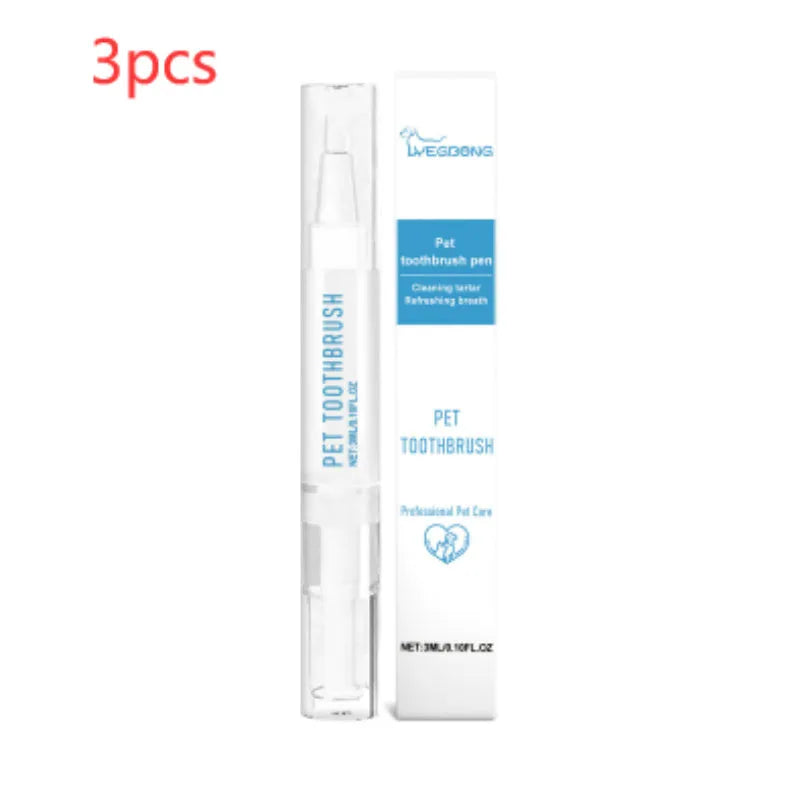 Pet toothbrush pen with soft bristles and 3ml toothpaste volume for dog and cat dental care