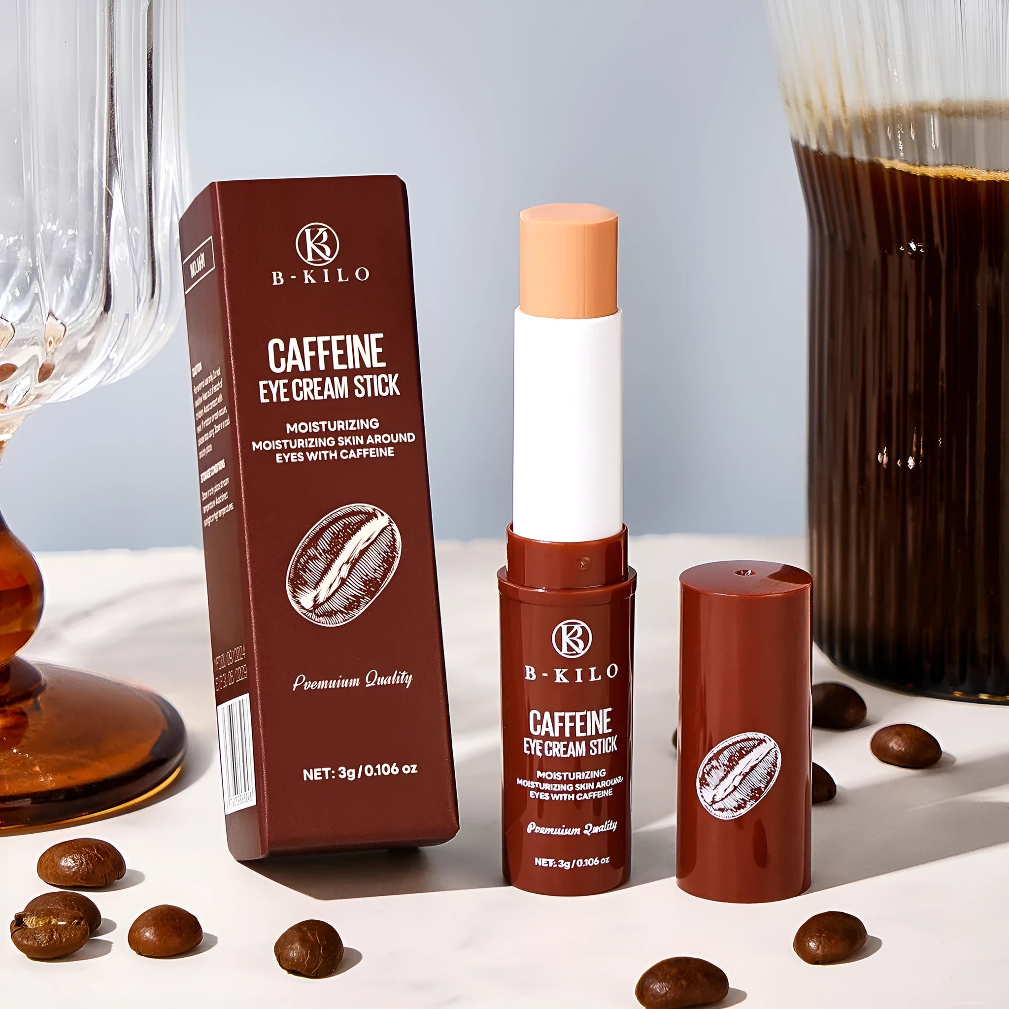 Caffeine Eye Cream Stick in a portable cream stick applicator