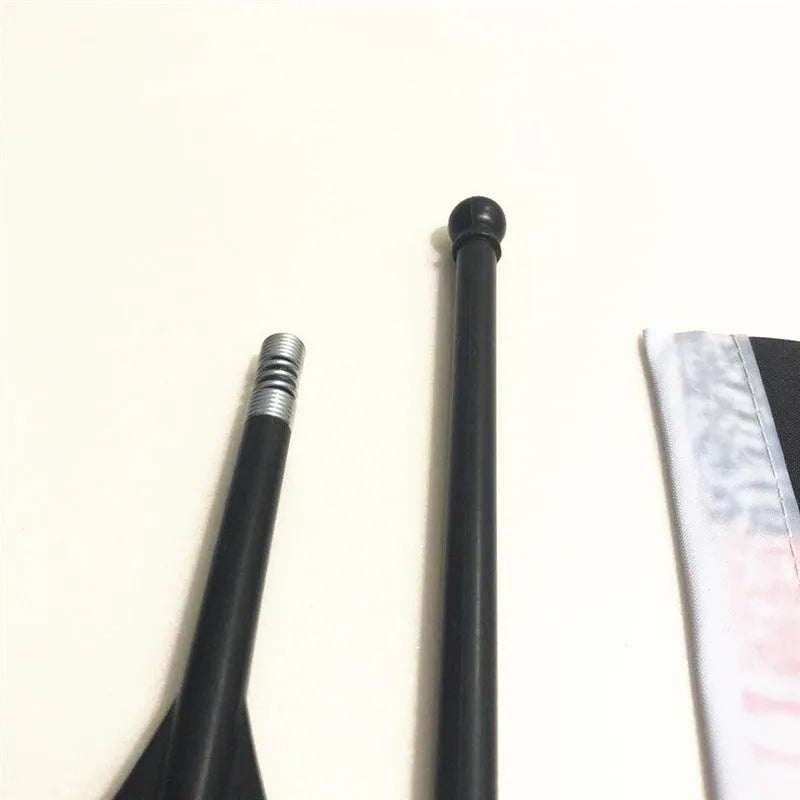 Square polyester cycling flag on plastic handlebar pole for promotional use