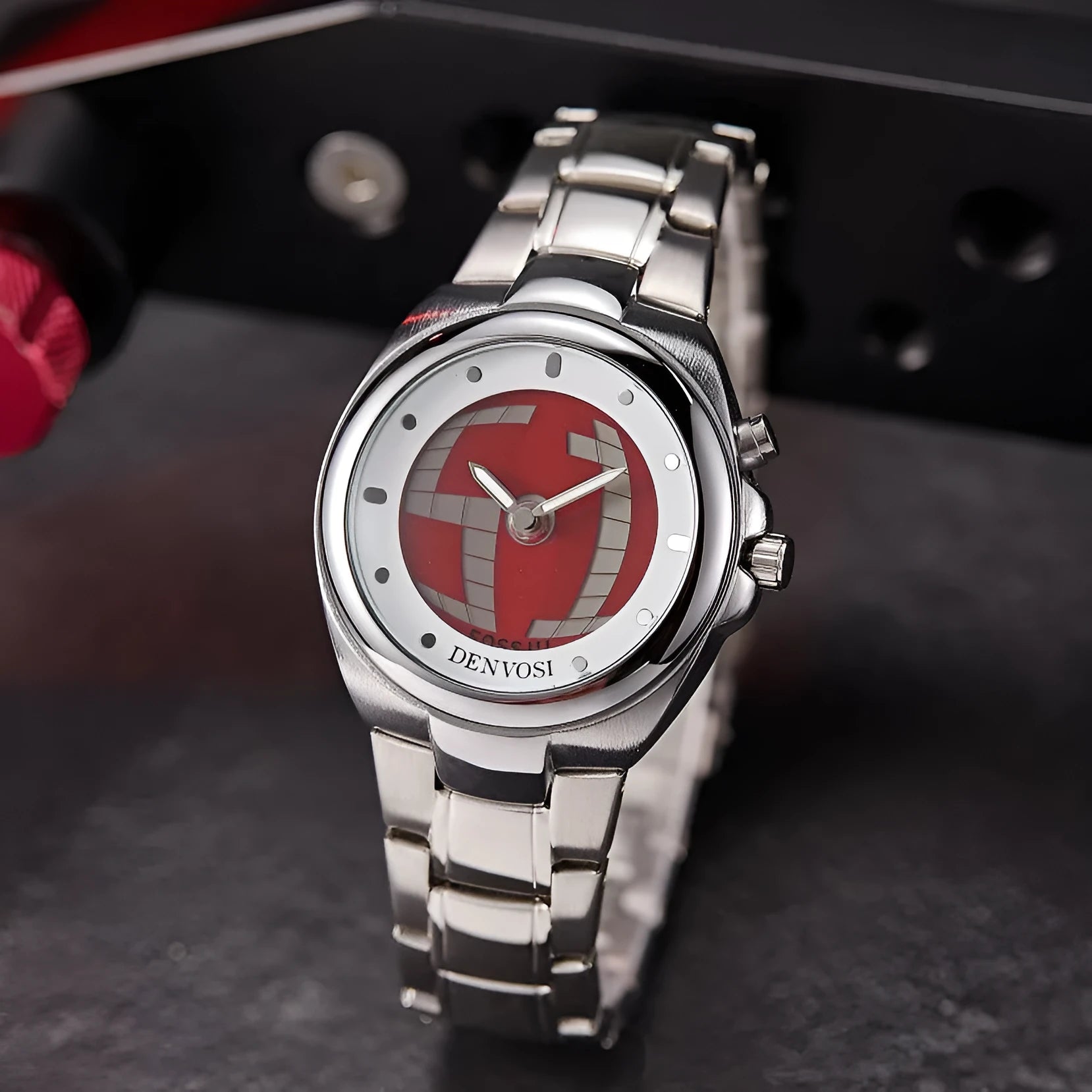 Y2K digital dual display men's watch with 40mm dial and mineral glass