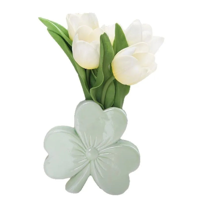 European style white porcelain ceramic desktop vase in light green colour