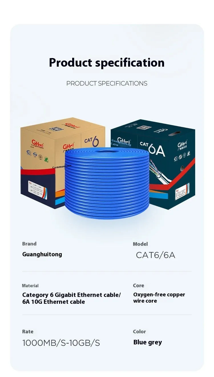 305 metre reel of blue Cat 6 oxygen-free copper Gigabit Ethernet network cable