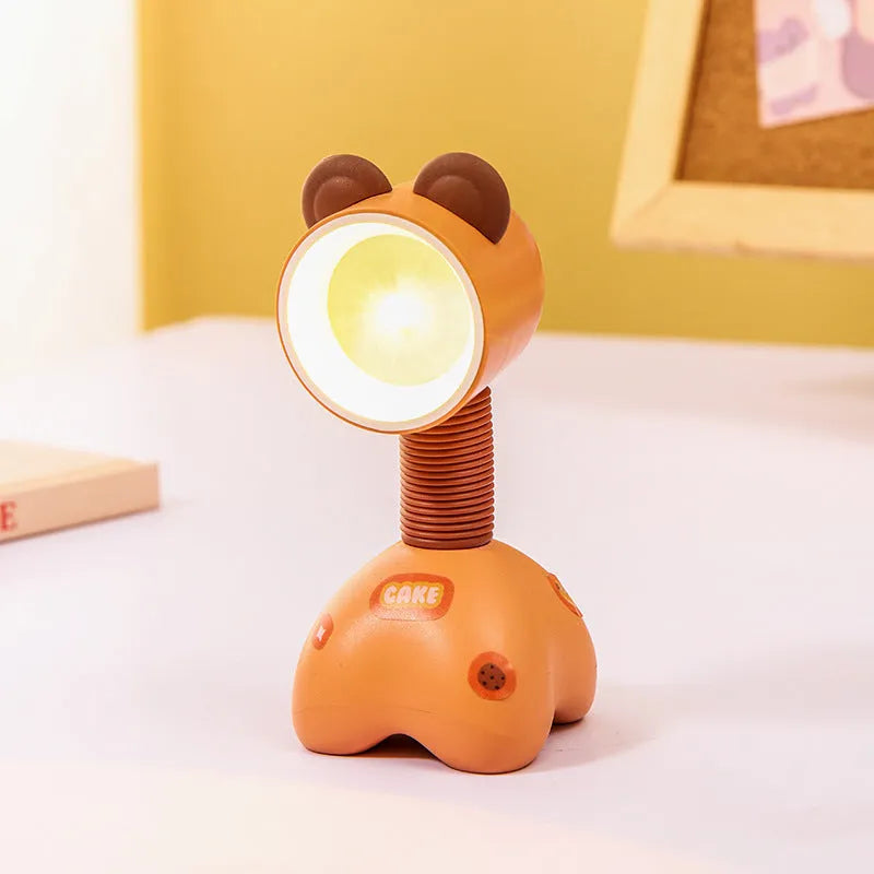 DIY cartoon magnetic small night lamp showing adjustable lighting angle and bear design