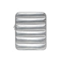 Puff bag laptop sleeve in black, khaki, or silver for 9.7 to 11 inch devices with elastic sides