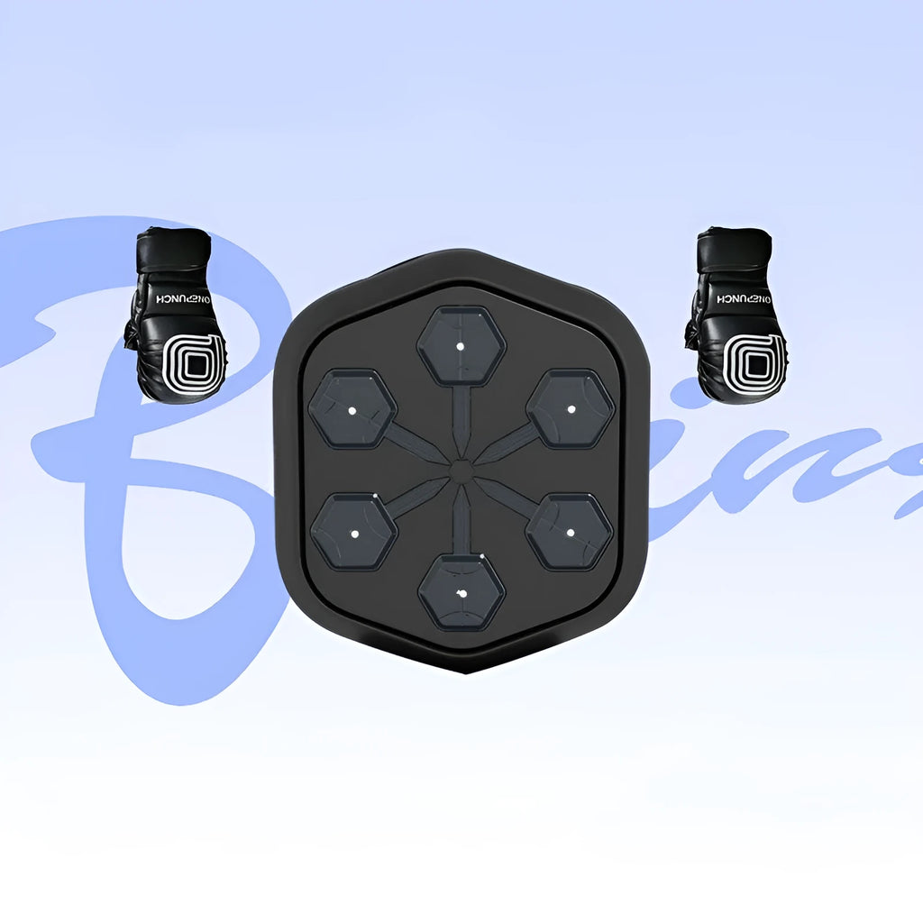 Black smart boxing machine with Bluetooth connection and Velcro target surface