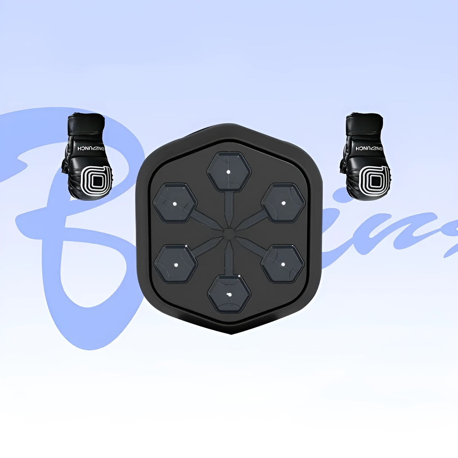 Black smart boxing machine with Bluetooth connection and Velcro target surface