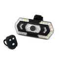 Black wireless remote control motorcycle LED tail light and turn signal kit with USB charging port.