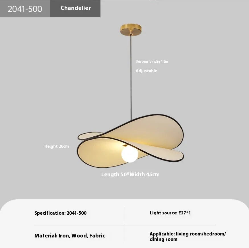 French style artistic chandelier pendant light with fabric potato chip shades