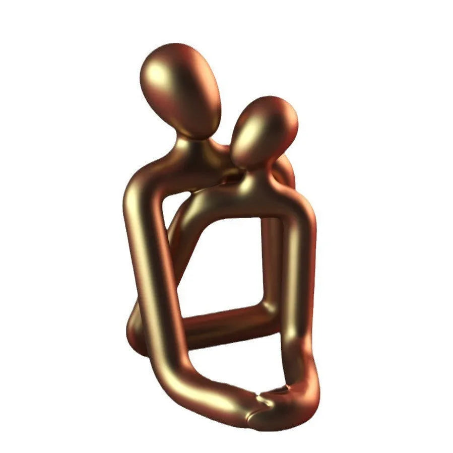 Modern simple style resin statue of loving couple in milky white or gold finish for home decoration