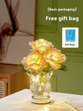 Modern crystal flowers bedside table lamp with USB charging port and touch-sensitive dimming control.